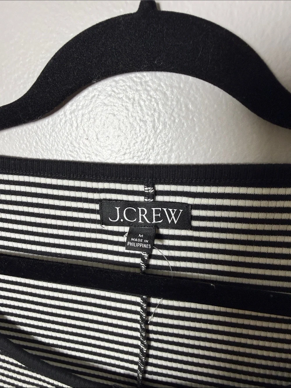J. Crew Black and White Striped Scoop-Neck Henley Tee Size Medium